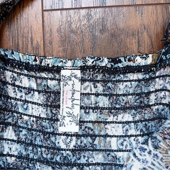 Free People • Let's Smock About It Maxi Slip dress black floral print tiered - Picture 4 of 15